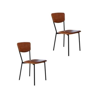 Imagem de Cadeira Vintage Retrô Fixa C-4 Pés 425 X 505 X 830 Mm C-2 Un. Cn.caramelo Courino Caramelo