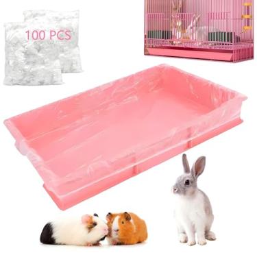 Imagem de Pacote com 100 forros de gaiola descartáveis, saco de plástico transparente para gaiola de coelho - filme higiênico elástico transparente para animais pequenos capas de bandeja de animais para coelhos