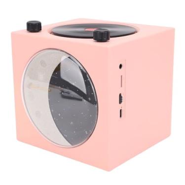 Imagem de Luqeeg Sem Fio Vintage Speaker, Hifi Sound Record Player Forma Retro Speaker 360 ° Stereo Com Meia Lua Noite Macia Luz Ambiente Imersivo Som Anti Slip Base para Decoração Do Quarto