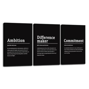 Imagem de Arte de parede em tela inspiradora fabricante de diferença motivacional impressão substantivo citação comprometimento ambição pôster positivo pintura em tela moderna escritório casa decoração de