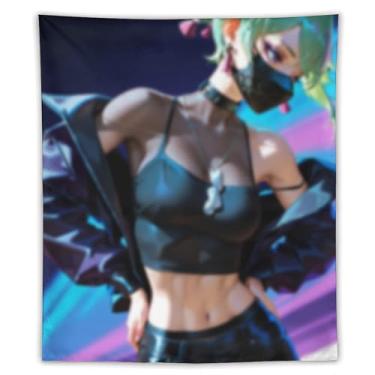 Imagem de LIEGBMEU Tapeçaria sexy de anime menina 127 x 152 cm arte de colcha de parede decoração de tapeçaria caprichosa AF126