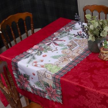 Imagem de Kit Toalha De Mesa Retangular Jacquard 3,00x1,50 (8 Lugares) + 1 Caminhos de Mesa (Decoração Natalina, Decorativa Para Natal) (NATAL CANDY)