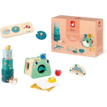 Imagem de Kit Brinquedos Educativos Janod Box Madeira Sensorial Infantil para Bebê 12 Meses+