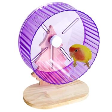 Imagem de CXYYXF Roda de exercício de papagaio super silenciosa com suporte, roda de corrida silenciosa de pássaros com suporte ajustável de altura para pombinhos, periquitos, conures, hamsters, pequenos