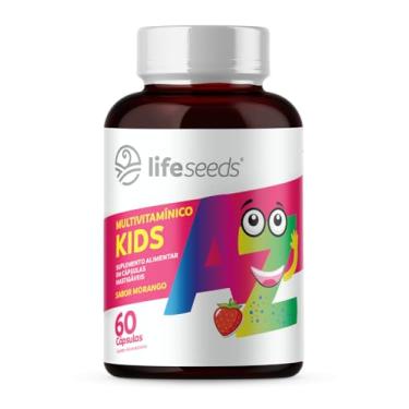 Imagem de Multivitamínico AZ Kids - Vitaminas A, D, E, K, C, B1, B2, B3, B5, B6, B7, B9, B12, Cálcio, Cromo, Ferro, Magnésio, Selênio e Zinco - Sabor Morango - 60 Cápsulas Mastigáveis