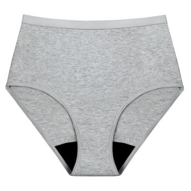 Imagem de AIRCUTE Roupa íntima lavável para incontinência urinária para mulheres, à prova de vazamento, absorvente de algodão, 60 ml, 1 pacote (cinza, grande)