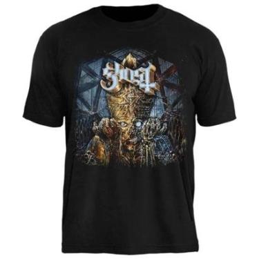 Imagem de Camiseta Banda Rock Ghost Stamp Unissex em Algodão-Unissex