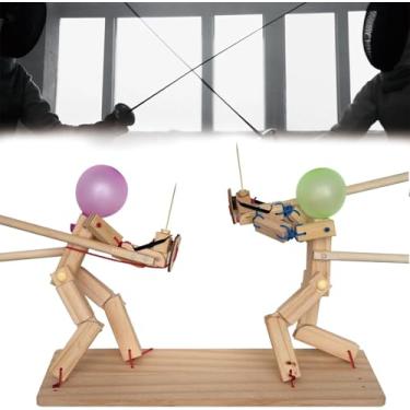 Imagem de Mystoneer Balão De Bonecos Esgrima Madeira - Grande Feito À Mão 2025 Novo Homem Bambu Jogo Tabuleiro Batalha, Arena Bots, (Fantoche Articulado Atualizado *1)