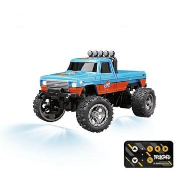 Imagem de Carro de Controle Remoto 1/64 Off-Road – Mini RC Monster Truck Escalada com Luzes LED e Suspensão (Azul)