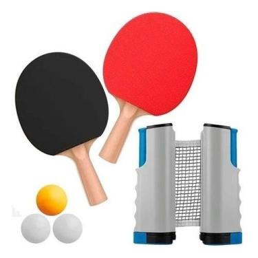 Imagem de Kit Ping Pong Portátil 2 Raquetes Rede Retrátil 3 Bolinhas - MHR