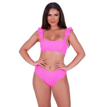 Imagem de Biquini Cropped e Calcinha Alta Tendência Alça Babado Verão - Naka Mod