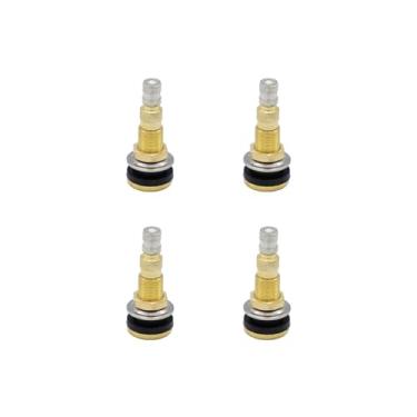 Imagem de WEAXIO 4 hastes de válvula de pneu TR618A - Válvula de ar / líquido sem câmara de latão resistente para orifício de 1,6 cm, serve para tratores agrícolas, rodas de substituição do núcleo das rodas de