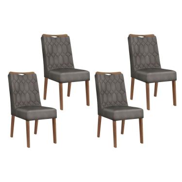 Imagem de Kit 4 Cadeiras Sala Jantar Bia 4 Un Freijó/Suede Lunar - DJ Móveis