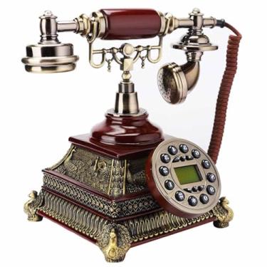 Imagem de Telefone fixo para escritório e uso doméstico, com um suporte telefônico antigo clássico que é destacável e adequado para cafés, restaurantes, bares e muito mais.