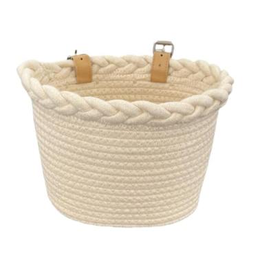 Imagem de IEUDNS Cesta de bicicleta infantil com decoração frontal, guidão frontal, acessório para triciclo, para meninos e meninas, piqueniques, compras, parque de, Leite Branco