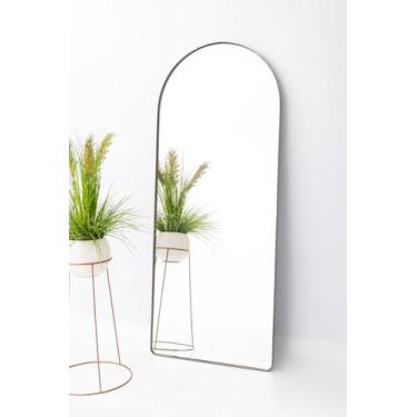 Imagem de Espelho Grande Oval Arco Base Reta Corpo Inteiro 150x60 Moldura em Met