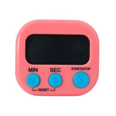 Imagem de Timer Digital de Cozinha, Cronômetro Portátil com Alarme, Display LCD (Rosa)