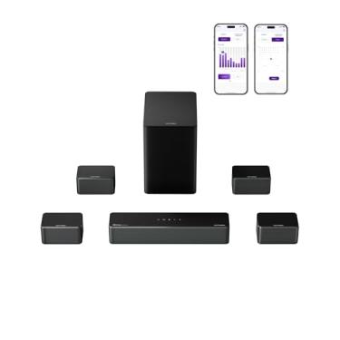 Imagem de ULTIMEA Sistema de som surround 7.1 para TV com Dolby Atmos, controle de aplicativo, 4 alto-falantes surround com fio, barra de som de 460 W para Smart TV com subwoofer sem fio de 6,5 polegadas