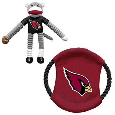 Imagem de Littlearth Conjunto de brinquedos unissex para adultos NFL Arizona Cardinals Sock Macaco e Disco voador para animais de estimação, cor do time, tamanho único