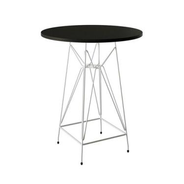 Imagem de Mesa Bistrô Alta 60Cm Preta Base Ferro Branco Cor: Preto - UP HOME