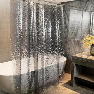 Imagem de jssablo Forro de cortina de chuveiro, cortinas de chuveiro 100% à prova d'água Eva com 3 ímãs de fundo pesado e 12 ilhós à prova de ferrugem, forro de chuveiro ponderado 72x72 para box de chuveiro