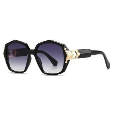 Imagem de Óculos de sol masculinos vintage degradê, óculos escuros pretos da moda, com lentes UV400, para áreas externas e femininos (TTYJ395-1)