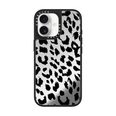 Imagem de CASETiFY Capa espelhada para iPhone 17 [refletiva/compatível com Magsafe/1,5 m. 1X proteção contra quedas de grau militar] - Leopardo Lacie - Prata em preto