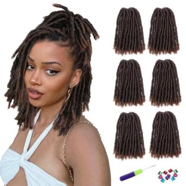 Imagem de Cabelo de crochê WIGNEE Faux Locs 20 cm 120 fios, 6 pacotes 1B/30