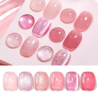 Imagem de Esmalte de gel Born Pretty Pink Nude com olho magnético 7mL x6