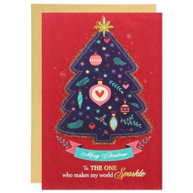 Imagem de DISJOURNEY Cartões de Natal para esposa do marido - Design de árvore de Natal 3D, cartão de Natal romântico e sentimental com óleo dourado para esposa com envelope e adesivo de selo, 14 x 20 cm