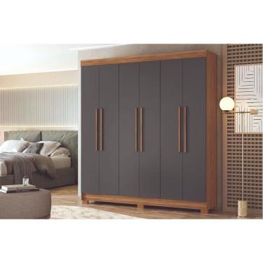 Imagem de Guarda Roupa Casal 6 Portas E 2 Gavetas C/ Pés Toledo Jatobá/grafite - Santos Andirá