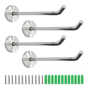 Imagem de Runseaway 4 ganchos de parede de aço inoxidável resistentes de 14 cm, ganchos de revestimento de nariz longo simples para cozinha, banheiro, sala de estar, armazenamento de garagem