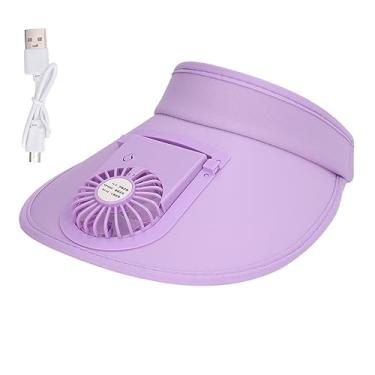 Imagem de Chapéu Com Viseira de Ventilador USB, Chapéu Com Viseira de Ventilador Protetor para Viagens (Roxo)