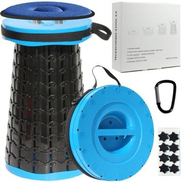 Imagem de ALEVMOOM Banco dobrável XXL atualizado 2025 com almofada 50 cm, peso máximo de 453 kg, assento pop-up mais largo e mais alto, cadeira dobrável retrátil portátil resistente ou descanso de pés de viagem