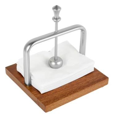 Imagem de Suporte de guardanapo de madeira, dispensador de guardanapos para mesa de jantar antiderrapante fácil de desenhar suporte de guardanapo resistente suporte de guardanapo de madeira de grande capacidade