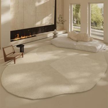 Imagem de Tapetes de formas irregulares para sala de estar, decoração de quarto em estilo creme, tapete de pelúcia grosso para sala de estar, tapete macio e fofo para vestiário (200x250 cm/B)
