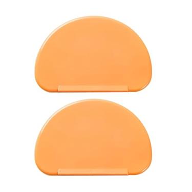 Imagem de RLECS 2 peças de raspador de silicone laranja de grau alimentício 15,2 x 10,3 cm, espátula curvada multiuso para assar, cortador de tigela de mistura de bordas planas