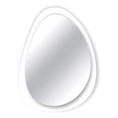 Imagem de Espelho Oval Decorativo com Moldura em Madeira, 80x60 cm, Design Orgânico SALA QUARTO SALÃO DE BELEZA BANHEIRO.