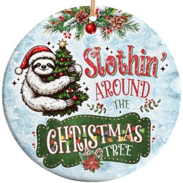 Imagem de Rigufu Enfeite de Natal 2025 – Bicho-preguiça de Natal bicho-preguiça Engraçado Presente de Ornamento de Natal