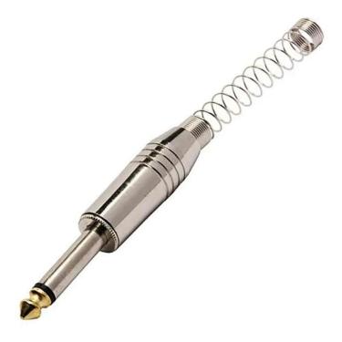 Imagem de Plug P10 Mono Metal Com Mola Espiral Ponta Dourada