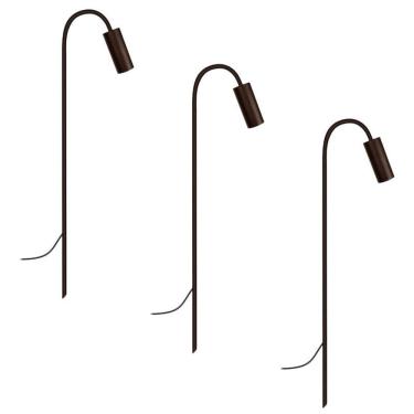 Imagem de Kit 3 Luminárias De Chão Balizador Espeto Jardim Marrom 80Cm