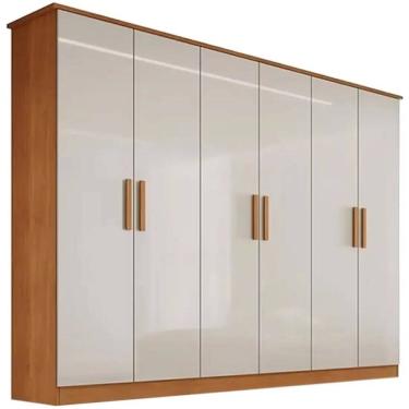 Imagem de Guarda Roupa Nina Casal 6 Portas 4 Gavetas Bianchi Cor Cinamomo Off White