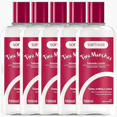 Imagem de Kit 5X Sabonete Liquido Tira Manchas Removedor Henna Testa Orelhas E Mãos Suaveness Soft Hair 100ml