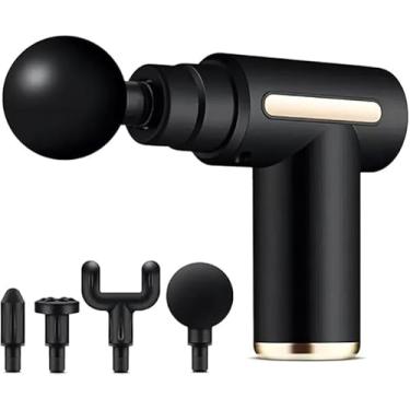 Imagem de Pistola Massageadora Muscular Profissional Recarregável – Alívio de Dores, Relaxamento Miofascial, 4 Ponteiras, Silenciosa e Portátil para Corpo Todo