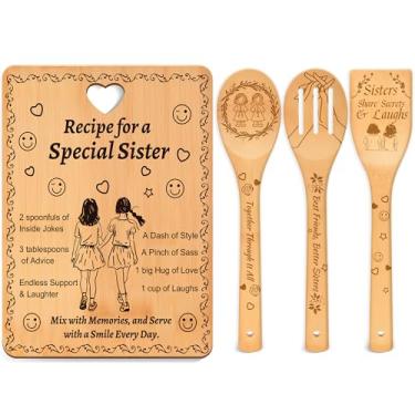 Imagem de Presentes de aniversário para irmãs para mulheres: presente de dia das mães para irmãs mais velhas do irmão - conjunto exclusivo de tábua de corte com receita especial de aquecimento doméstico para