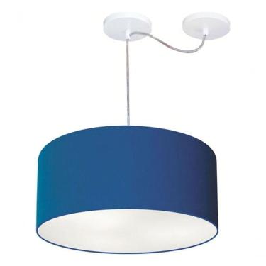 Imagem de Lustre Pendente Cilíndrico Com Desvio De Centro Md-4147 Cúpula 50x25cm Azul Marinho - Bivolt
