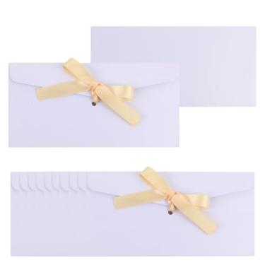 Imagem de 50 envelopes de ouro branco com fecho de gravata borboleta, porta-cartões de felicitações de papel para convites, cartões postais, lembrancinhas de festa de casamento, cartões de visita, 21 x 10 cm