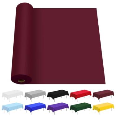Imagem de CC-SLZP Toalha de mesa de plástico, toalha de mesa de plástico premium descartável para piquenique, festa, banquete, aniversário, casamento, aniversário (bordô)