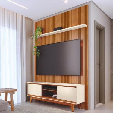 Imagem de Kit Noah painel com prateleira e Rack  com Painel Cinamomo/Off-White