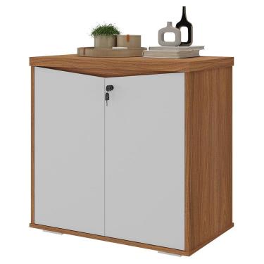 Imagem de Balcão Para Escritório 74cm 2 Portas Rayly Freijó/Branco A06 - Mpozenato